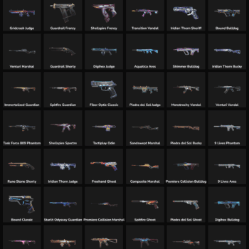 High-quality Fortnite weapon skins for sale, including guns and accessories with vibrant designs.