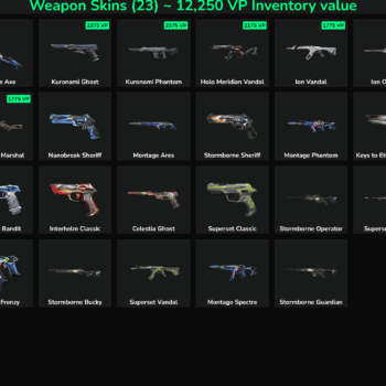 High-quality Fortnite weapon skins for sale, including Montage Axe, Kuromani Ghost, and Ion Vandal.